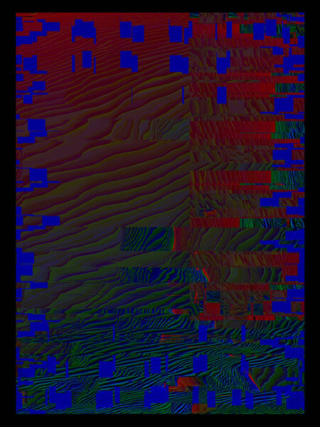 3d визуализация абстрактного фона с флуоресцентными цветами. Жесткий глюк искажения в темных тонах. Голографический экран
. 