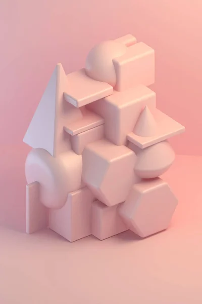 Komposisi Abstrak Dari Benda Geometris Persimpangan Bentuk Sederhana Stok Foto