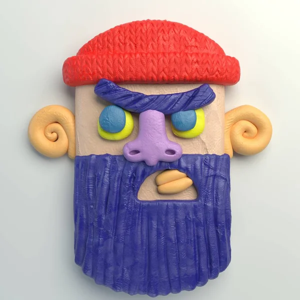 Rendu Tête Dessin Animé Stylisé Figure Plasticine Colorée Modèle Réaliste — Photo