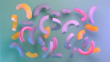 temel öğeler ile soyut grpahic kompozisyon 3D render 