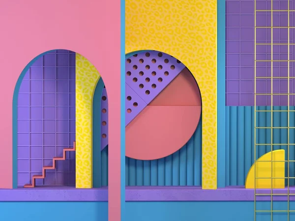 3D render illüstrasyon. Soyut geometrik kompozisyon   