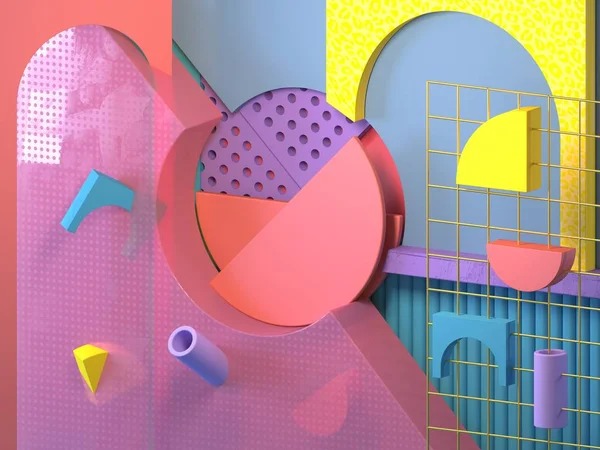 3D render illüstrasyon. Soyut geometrik kompozisyon