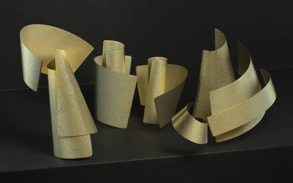 Fond moderne abstrait avec du papier doré courbé — Photo