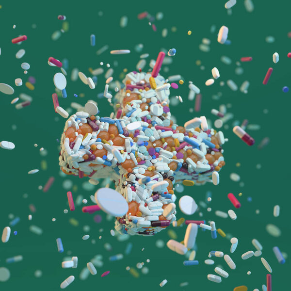 Аптечный крест в жидкости
