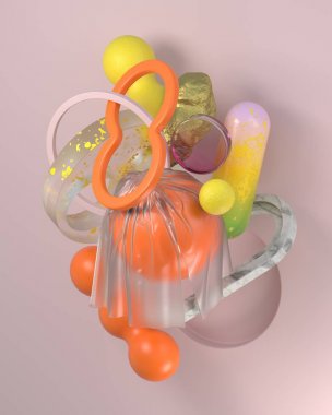 3D modern soyut geometrik kompozisyon