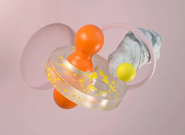 3D modern soyut geometrik kompozisyon