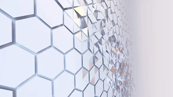 Scattered hexagon geometric perspective grid