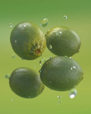 gerçekçi 3d limes su sıçrama uçan