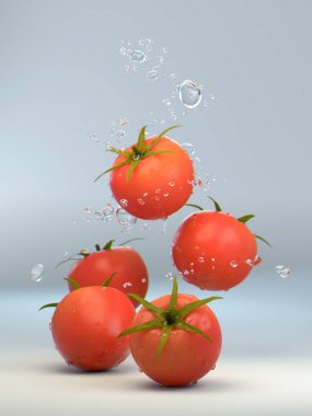 Su damlaları sıçrama ile taze domates 