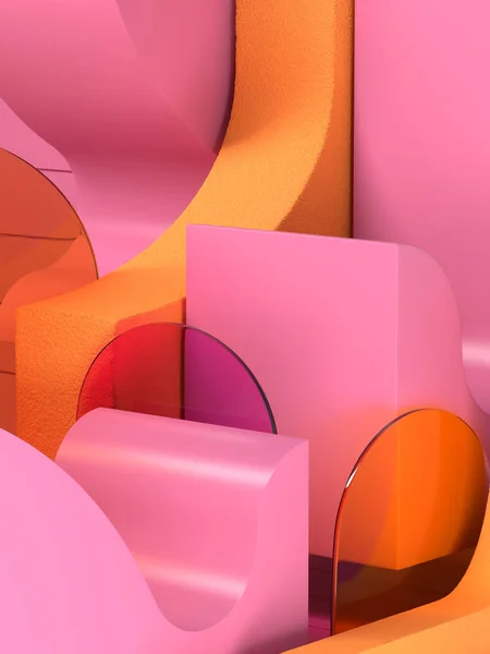Abstracte golvende vormen. Glas en ruwe objecten — Stockfoto