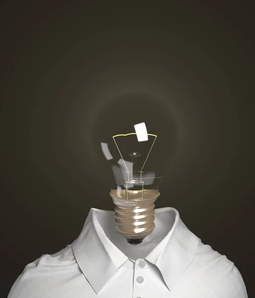 3d rendering of shirt and light bulb. Bright idea and inspiration concept On black background