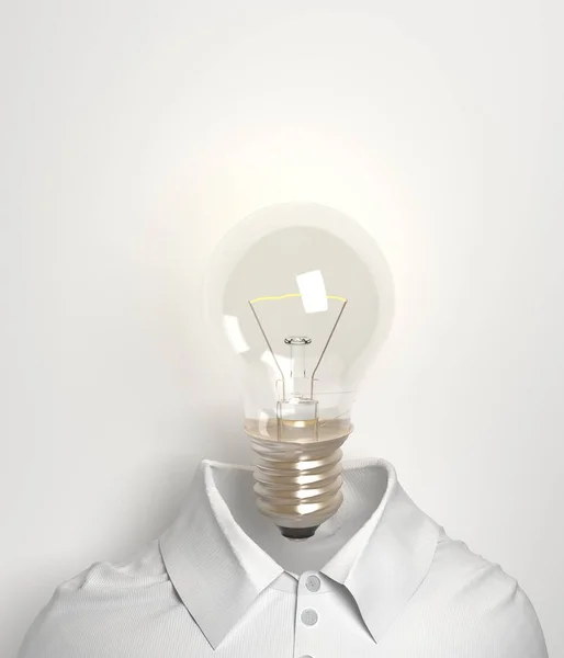 3d rendering of shirt and light bulb. Bright idea and inspiration concept isolated On white background
