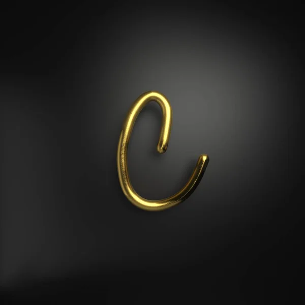 3D render handgeschreven realistische gouden letter C — Stockfoto