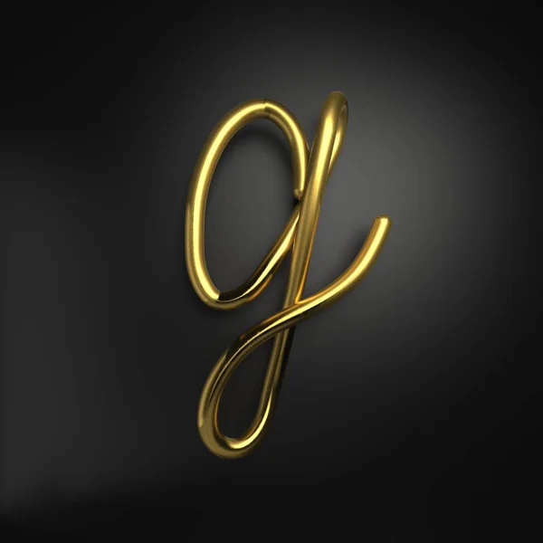 3D render handskrivna realistiska guld bokstaven G — Stockfoto