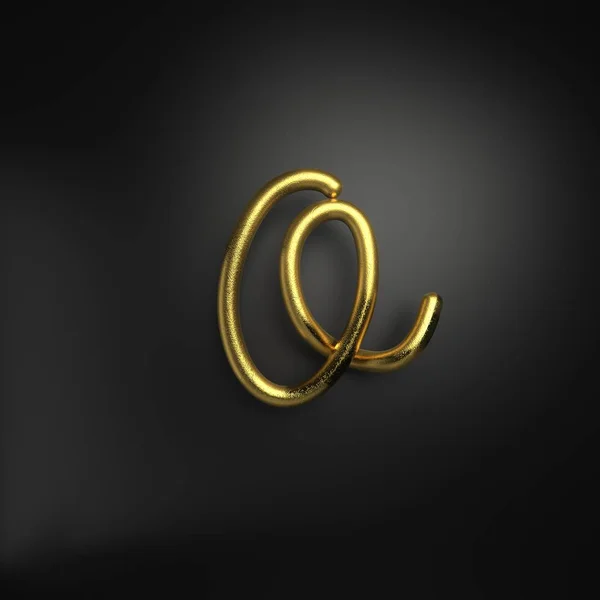 3d render handwritten realistic gold letter O — Stock Photo, Image