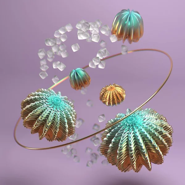  Deniz kestanesi gibi 3D soyut geometrik yapı