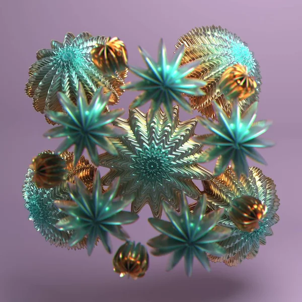 3D abstraktní geometrické struktury jako mořský ježek — Stock fotografie