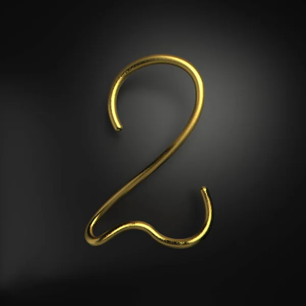 3d rendere scritto a mano numero d'oro realistico 2 — Foto Stock