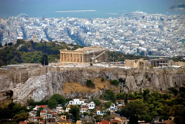 Vista del Partenón y Atenas, Grecia — Foto de Stock