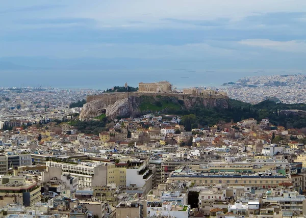 Vista del Partenón y Atenas, Grecia — Foto de Stock