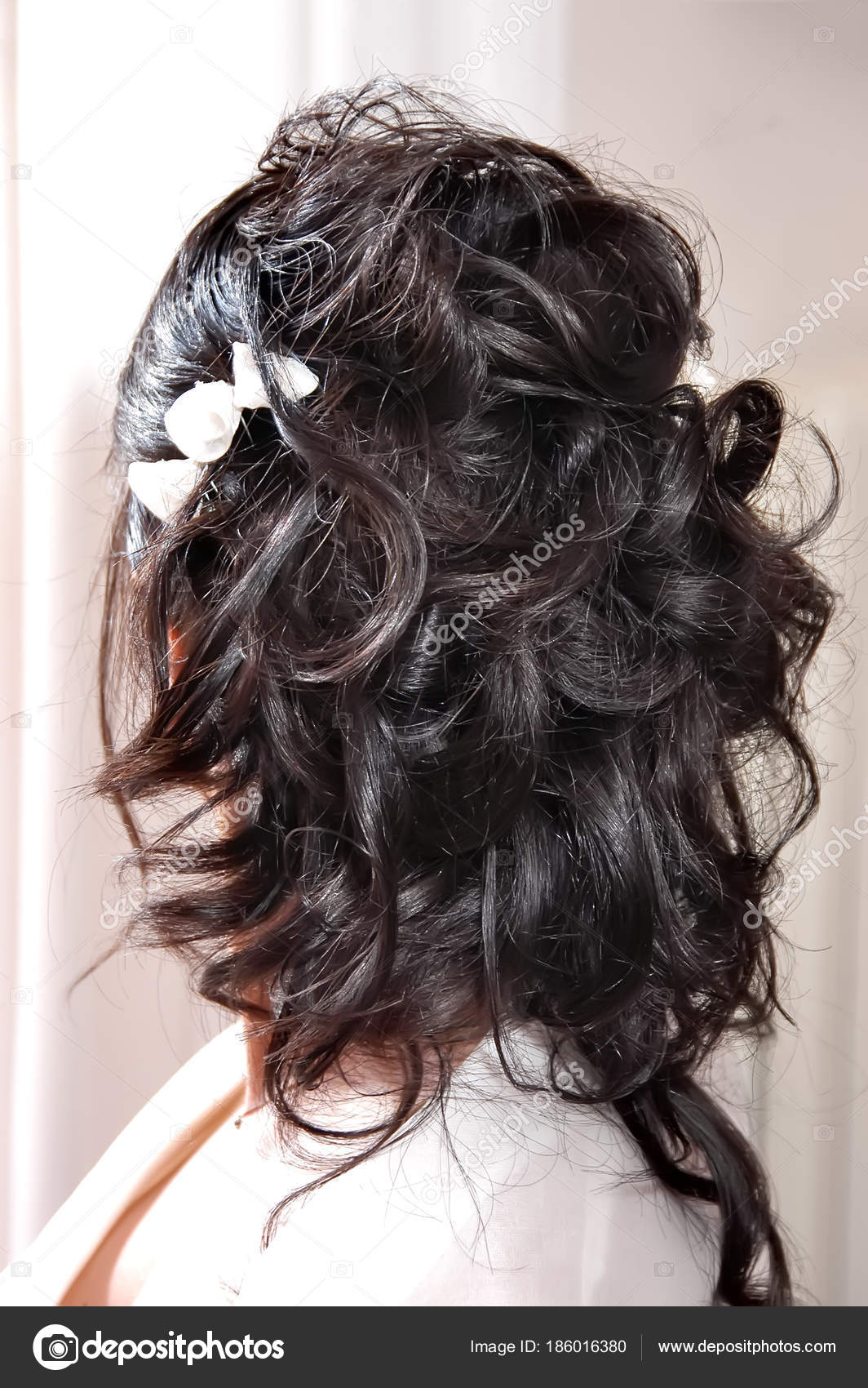 Wedding Bride Hairstyle Back View Stock Photo