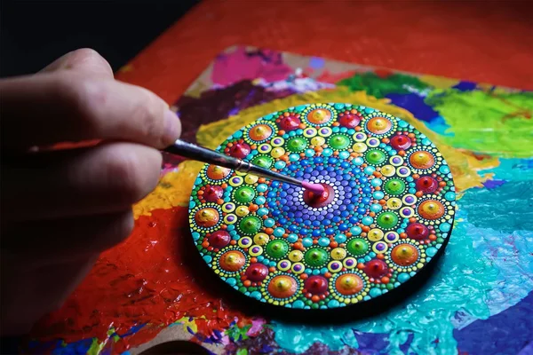 Bela mandala pintado com uma escova — Fotografia de Stock