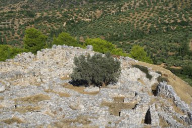 Eski Mycenae Kalesi 'nin surlarının detayları.