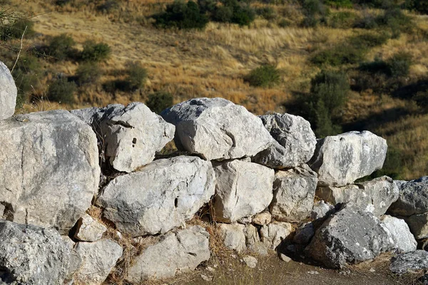 Detalle de los muros de fortificación de la antigua ciudadela de Micenas — Foto de Stock