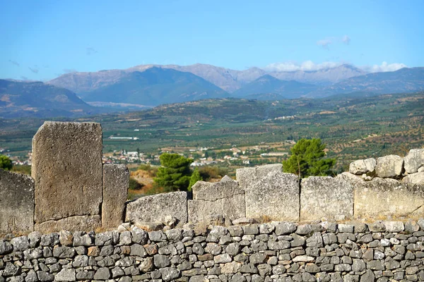 Détail des murs de fortification de l'ancienne citadelle de Mycènes — Photo