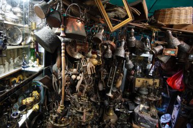 ancient objects of Greek and Arabic origin in an antique shop of Ioannina, Epirus