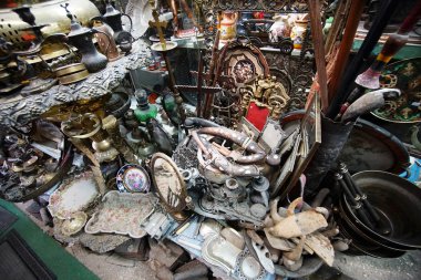 ancient objects of Greek and Arabic origin in an antique shop of Ioannina, Epirus