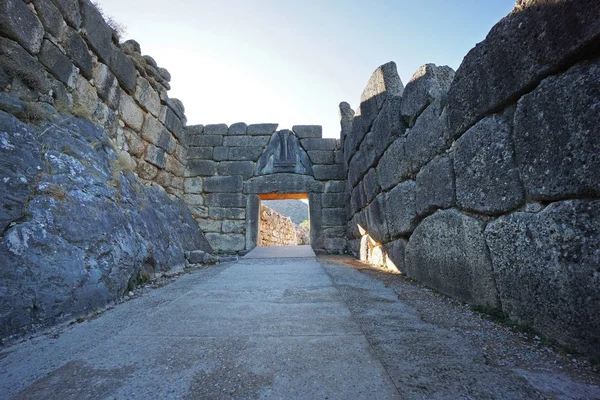 La Puerta del León era la entrada principal de la ciudadela de Micenas de la Edad de Bronce. — Foto de Stock