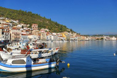 Panoramic sunshine view of the port of Gythio