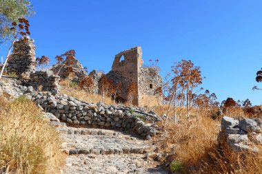 Güney Mora 'daki Monemvasia kalesinden panoramik manzara