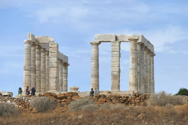 Capo Sunio Atene Grecia Ottobre 2019 Resti Tempio Greco Dedicato — Foto Stock