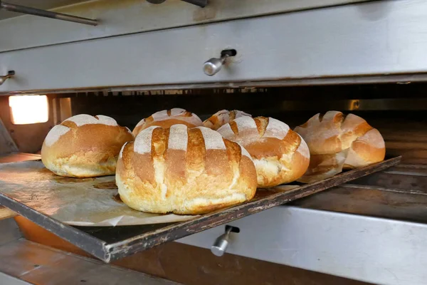 Fresh baked bread in an oven in Bulgaria