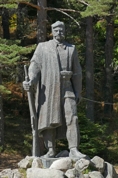 Bulgarien Södra Bergen Gotse Delchev Oktober 2019 Staty Oberoende Revolutionär — Stockfoto