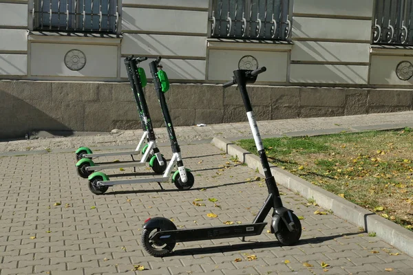 Sofia October 2019 Electric Scooters Which Solution Mobility Cities Streets — Stock Photo, Image