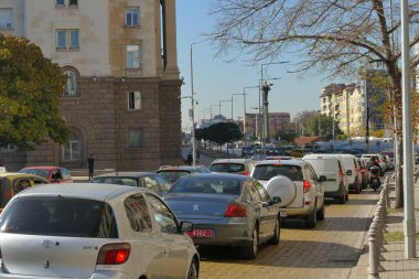 Sofya, 25 Ekim 2019, Şehrin tarihi merkezinde trafik