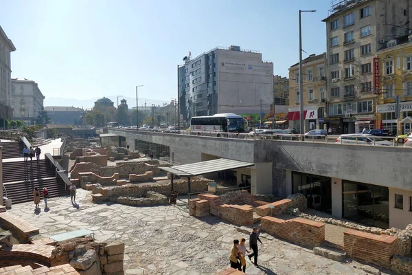 소피아 불가리아 2019 Panoramic View Roman Archaeological Site Exit Serdica — 스톡 사진