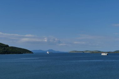 İgoumenitsa Körfezi, Epirus, Yunanistan 'ın panoramik manzarası