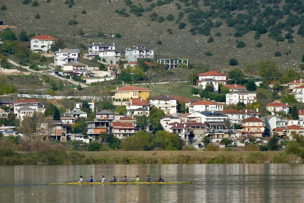 Ioannina Listopad 2019 Wiele Osób Trenuje Kajakiem Jeziorze Ioannina Epirus — Zdjęcie stockowe