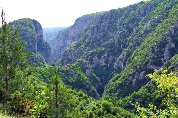 Vista Panorâmica Dos Desfiladeiros Área Vradreto Parque Nacional Vikos Aoos — Fotografia de Stock