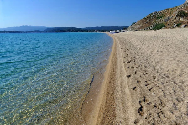 Zicht Het Ongerepte Strand Trani Ammouda Het Schiereiland Cassandra Griekenland — Stockfoto