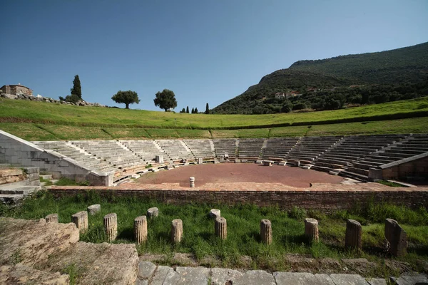 Vista Panorámica Del Teatro Sitio Arqueológico Messini Antiguo Peloponeso Meridional —  Fotos de Stock