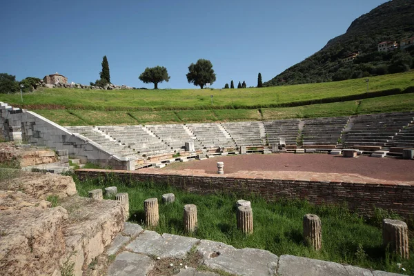 Vue Panoramique Théâtre Dans Ancien Site Archéologique Messini Sud Péloponnèse — Photo