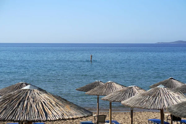 Типовий Грецький Пляж Пелопоннесі Під Назвою Мавровуні Поблизу Метоні Греція Стокова Картинка