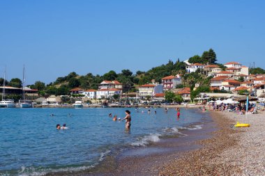 Foinikounta, Yunanistan, 21 Temmuz 2018 Foinikounta Sahili Turistleri