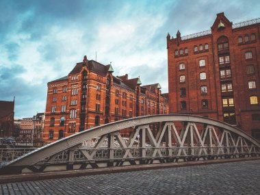 Speicherstadt Hamburg, Almanya. Speicherstadt alanda binalar