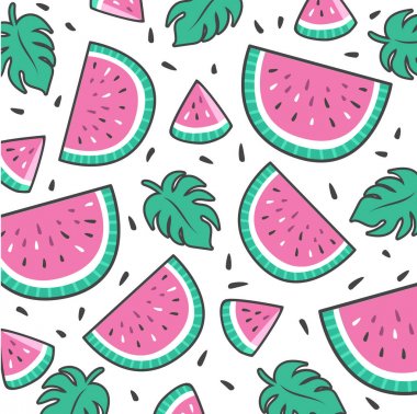 Vektör yaz desen karpuz ile. Vektör çizim.